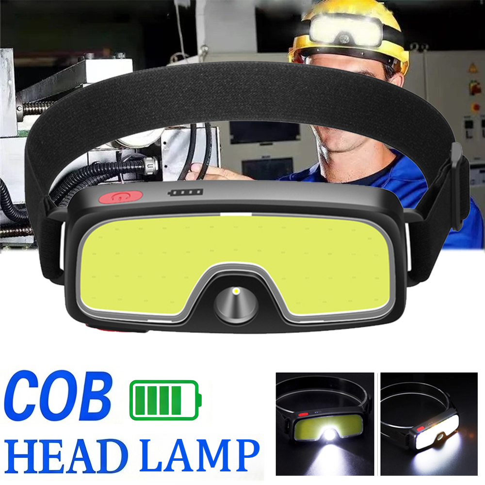 Fish Finder Battery - ไฟหน้าแบบ COB อันทรงพลังประเภท-c/USB ไฟฉายแบบชาร์จไฟได้แบตเตอรี่ในตัวตกปลากลางแจ้งแคมป์ปิ้งโคมไฟไฟฉายกันน้ำ